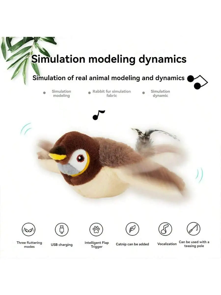 Electric Interactive Cat Toy with Rechargeable Flapping Bird - Smarsty