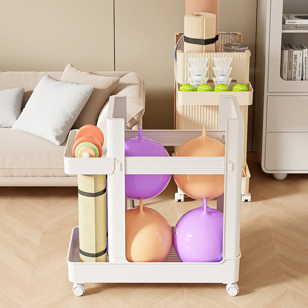 Gym Equipment Holder with Wheels Sports Equipment Storage Rack Yoga Mat Storage Basket Fitness Equipment Sports Tools Organizer by Smarsty