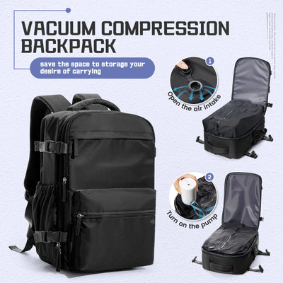 Men Vacuum Compression Backpack 15.6in Laptop Backpack Expand Hiking Vacuum Travel Backpack, Ryanair Backpack 40x20x25 Cabin Bag - Smarsty