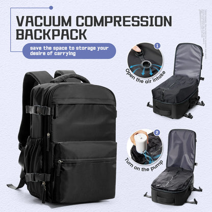 Men Vacuum Compression Backpack 15.6in Laptop Backpack Expand Hiking Vacuum Travel Backpack, Ryanair Backpack 40x20x25 Cabin Bag - Smarsty