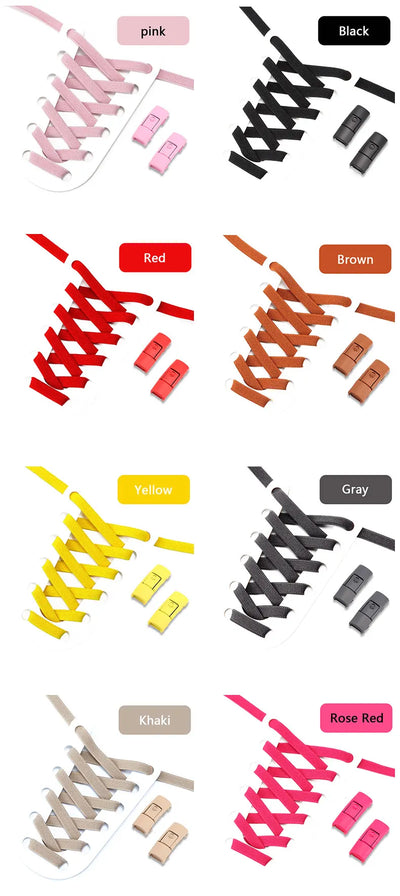 Colorful Press Lock No Tie Shoelace Elastic Shoelaces for Sneakers Sport Tieless Elastic Shoe Laces One Size Fit All Adult Kids - Smarsty