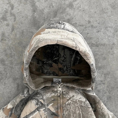 Y2K Retro zip up Hoodie Men Camouflage Pattern zipper Sweatshirt High Street Hip Hop Streetwear Oversized Unisex Camo Hoodie - Smarsty