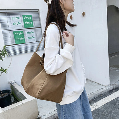 Large Capacity Canvas Shopper Tote Reusable For Women - Smarsty
