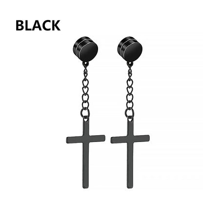 Stainless Steel Cross Dangle Earrings for Men and Women - Smarsty