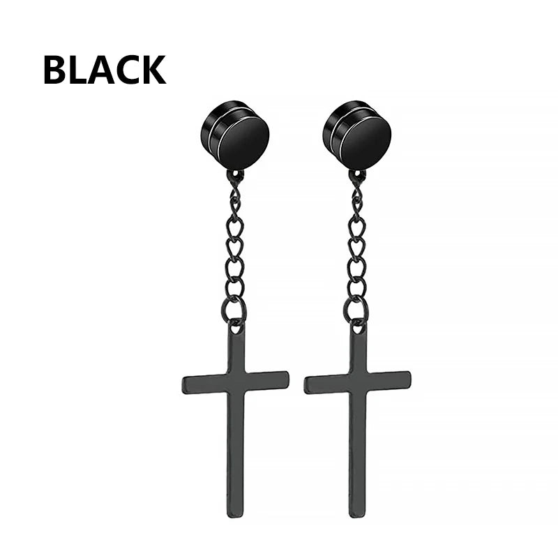Stainless Steel Cross Dangle Earrings for Men and Women - Smarsty