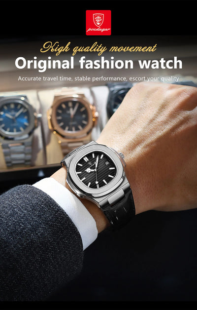 Luxury Waterproof Square Men's Quartz Watch with Luminous Dial - Smarsty