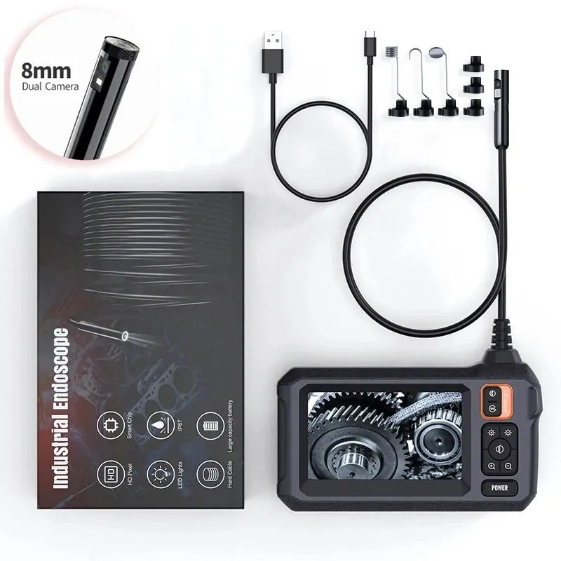 Industrial Endoscope Camera 8mm HD1080P 4.3inch IPS Screen 1080P Pipe Inspection Camera for Car Repair IP67 Waterproof 8 LEDS - Smarsty