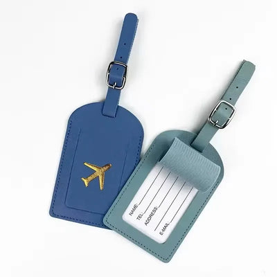 Stamped Leather Business Luggage Tag Suitcase Address Label Luggage Boarding Case Label Name ID Address Clip Travel Accessories - Smarsty
