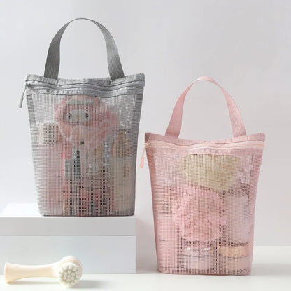 Mesh Makeup Toiletry Storage Bags Handbags Portable Travel Washing Body Shower Tools Organizer Hanging Cosmetic Organizer Pouch - Smarsty