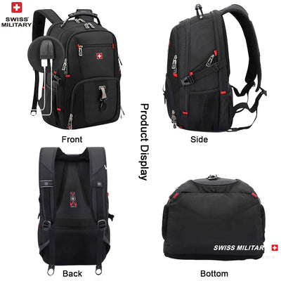 SWISS MILITARY Fashion Travel Multifunction Large Capacity Male Bag Usb Charging Waterproof 23 inch Laptop Backpack Men Mochila - Smarsty