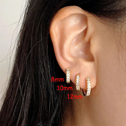 Stainless Steel Crystal Zirconia Small Huggie Earrings - Smarsty