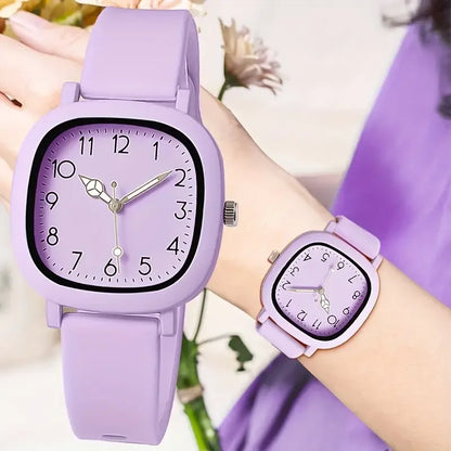Silicone Band Women Quartz Watch with Arabic Dial - Smarsty