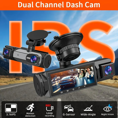 1080P 3 Camera Dash Cam Front and Rear Night Vision - Smarsty