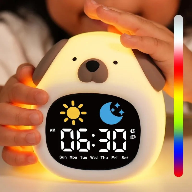 Puppy-Shaped Kids Alarm Clock with Night Light - Smarsty
