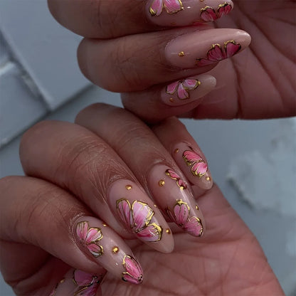 24pcs Flower Design Fake Nail Tips Full Cover - Smarsty