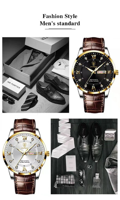 Luxury Waterproof Luminous Leather Quartz Watch for Men - Smarsty
