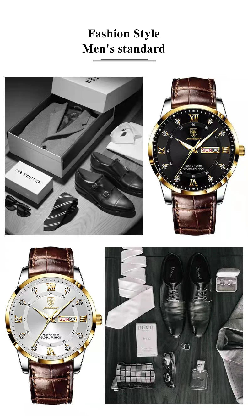 Luxury Waterproof Luminous Leather Quartz Watch for Men - Smarsty