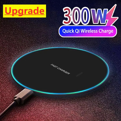 300W Wireless Charger For iPhone 16 15 14 13 Pro Max Induction Fast Charging Pad Dock Station For Samsung S23 S22 Xiaomi Huawei