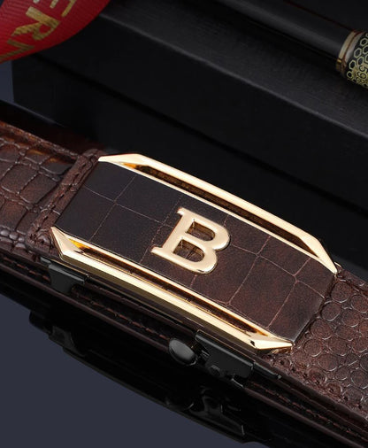 Crocodile Pattern Men’s Belt with Automatic Buckle - Smarsty