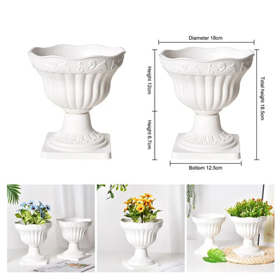 1pcs Large Outdoor Planter Roman Column Flower Pot Planting Pots Balcony Household White Plastic Porch Decor Flowerpot