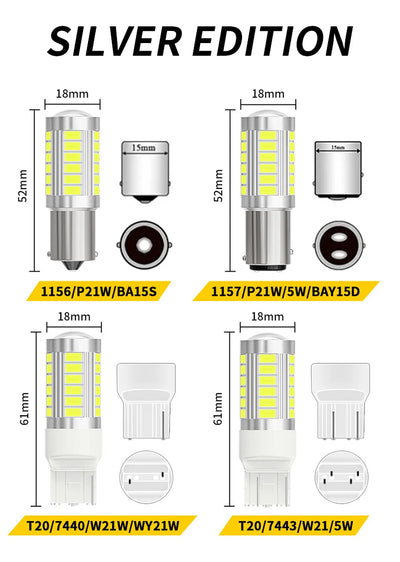 2pcs LED 1156 BA15S P21W 1157 BAU15S PY21W P21/5W BAY15D For Car Truck ATV Light Canbus 5630SMD Turn Signal Lamp DRL Bulb 12V24V - Smarsty