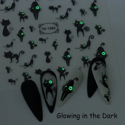 Cute Black Cat Nail Stickers for Fun Manicure Decor - Smarsty