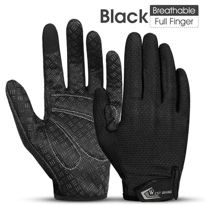 West Biking Full Finger Cycling Gloves Non Slip Silicone Palm - Smarsty