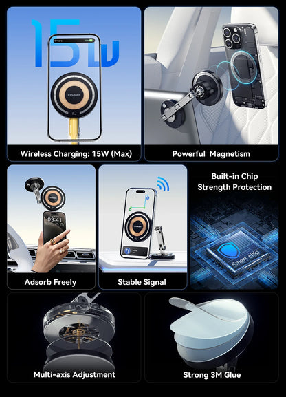 Magnetic MagSafe Wireless Car Charger Holder 15W Charging - Smarsty
