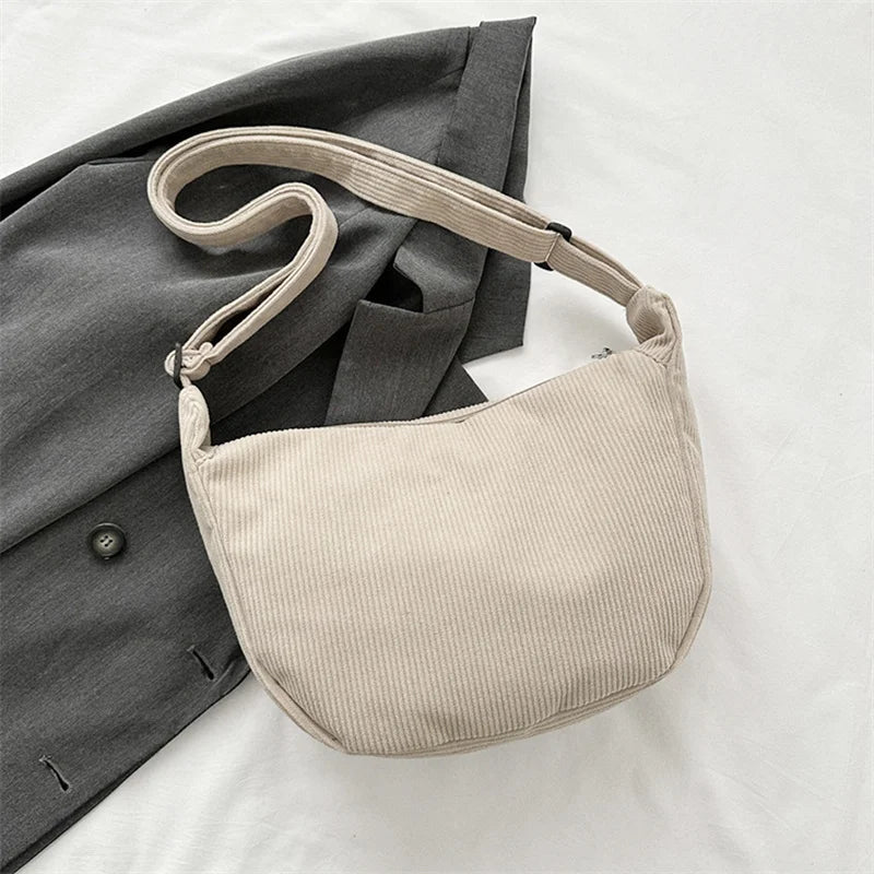 Corduroy Shoulder Bag Minimalist Crossbody For Women - Smarsty