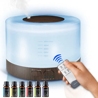 Ultrasonic Essential Oil Diffuser 550ml with 7 colors LED night lights Cool Mist for Aromatherapy Humidifying for home bedroom - Smarsty