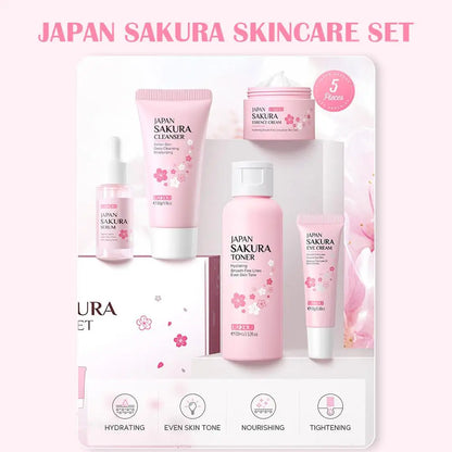5/3pcs/Set Sakura Skin Care Sets Face Cream Serum Toner Facial Cleanser Sunscreen Eye Cream Gift Box Face Skin Care Set Product - Smarsty