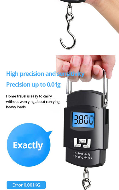 Black Portable Electronic Luggage Scale with LCD Display - Smarsty