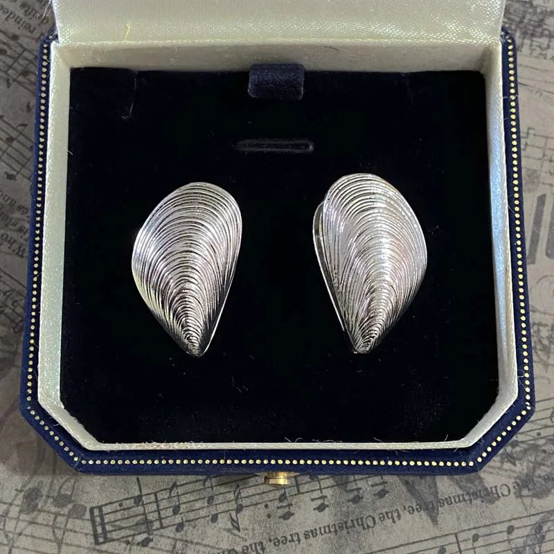 Vintage Metal Stud Earrings Punk Silver Geometric Irregular - Smarsty