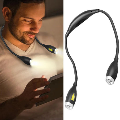 LED Neck Reading Light Bendable Arms Reading Lamp Hands Free Flashlight Rechargeable for Night Running Walking Knitting Camping