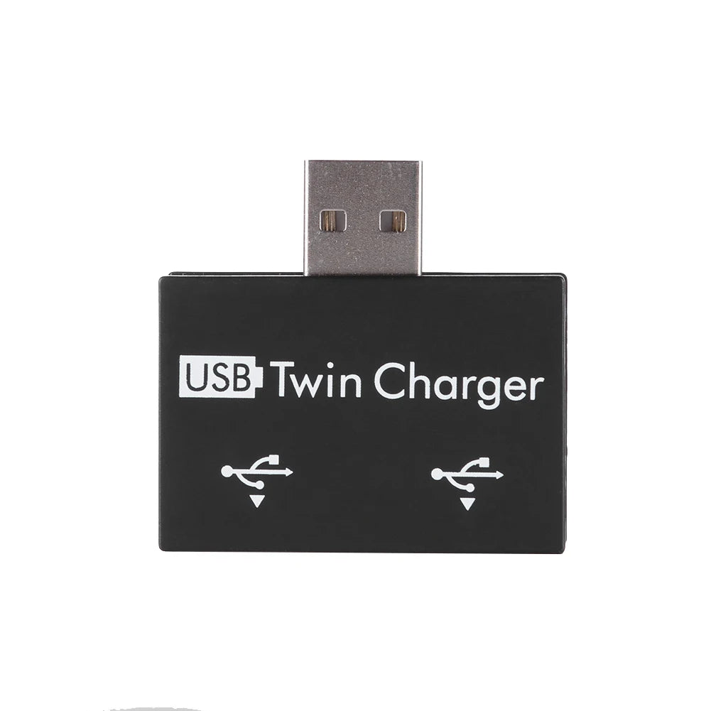 USB2.0 Male to Twin Charger Dual 2 Port USB Splitter Hub Adapter Converter