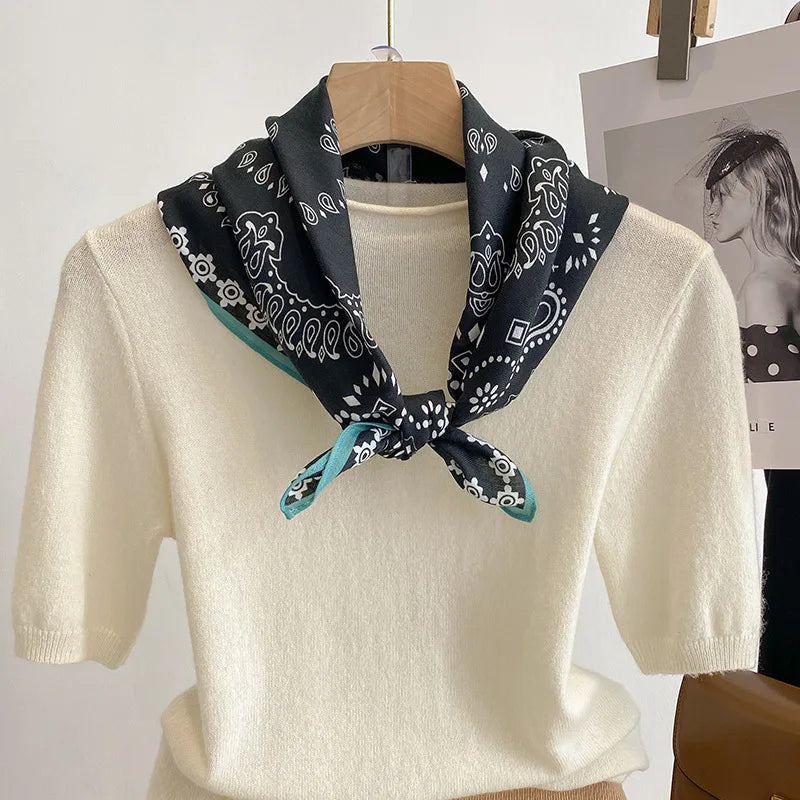 Breathable Cashew Print Silk Scarf for Women - Smarsty
