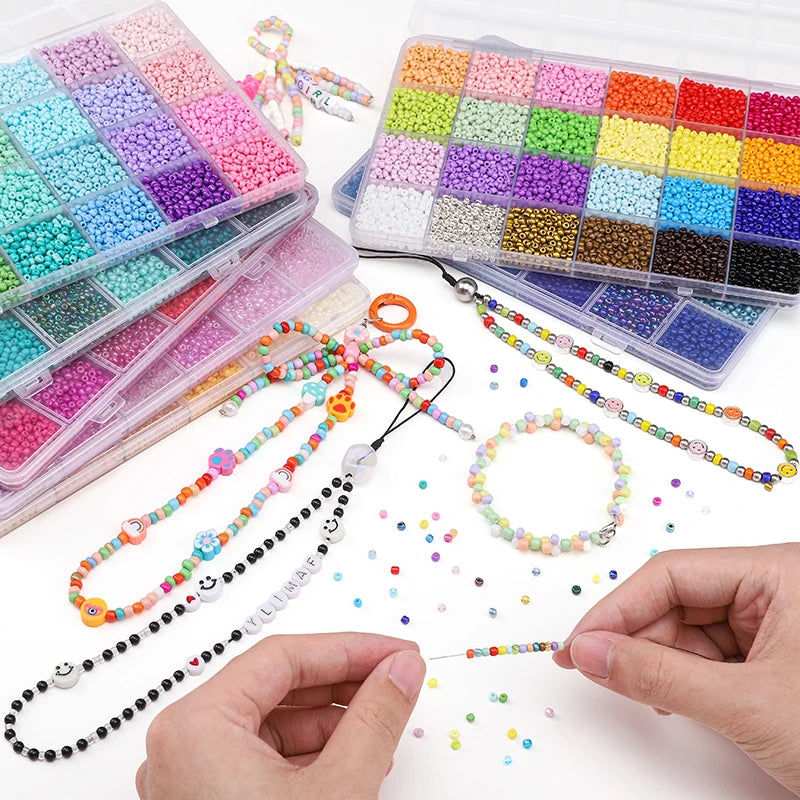 About 5200Pcs24 Grid Rice Bead Box Handmade DIY Jewelry Bracelet Earrings Kandi Jewelry Accessories Materials - Smarsty