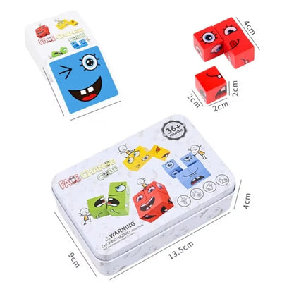 Cube Face Change Building Blocks Board Game Wood Puzzle Montessori Expression Wooden Blocks Blocos For Children Kids Toys Gift by Smarsty