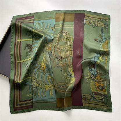 Women’s Breathable Retro Horse Print Silk Scarf - Smarsty