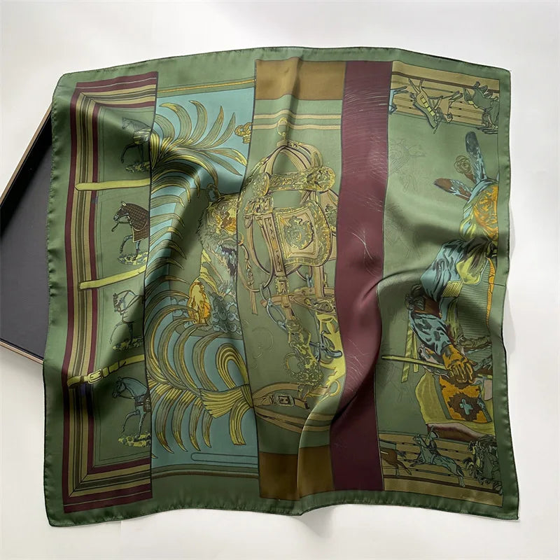 Women’s Breathable Retro Horse Print Silk Scarf - Smarsty