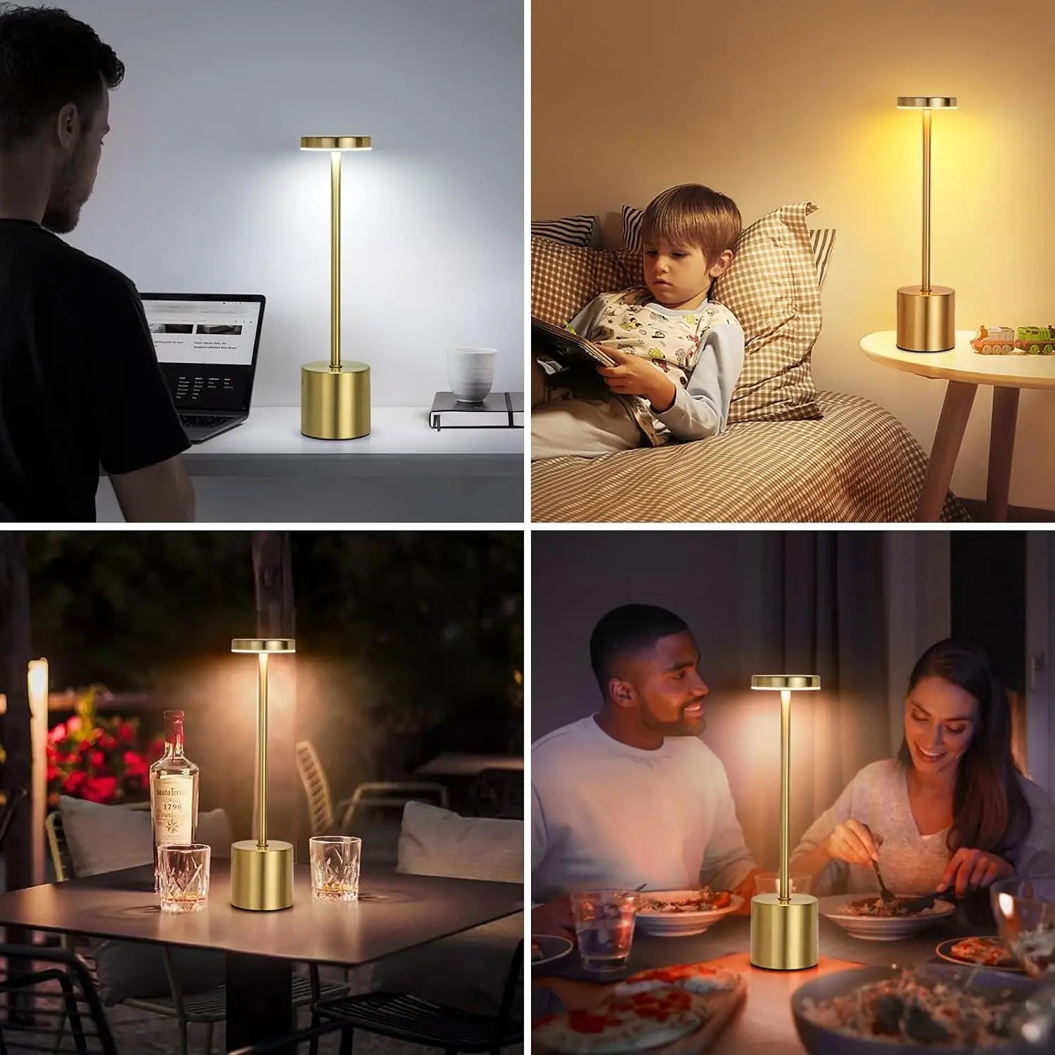 Rechargeable LED Touch Metal Table Lamp with Three Colors - Smarsty