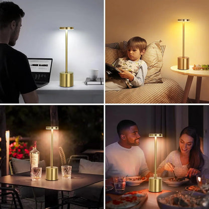Rechargeable LED Touch Metal Table Lamp with Three Colors - Smarsty