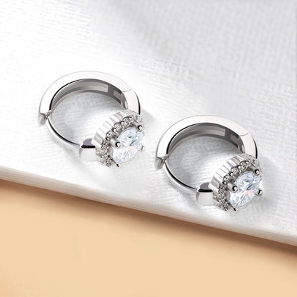 Moissanite Hoop Earrings Sterling Silver Bridal Sparkle - Smarsty