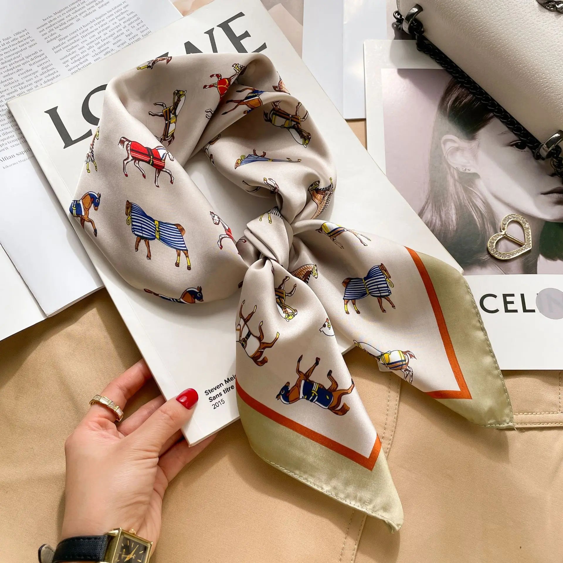 Luxury Silk Satin Headscarf for Women with Plaid Print - Smarsty