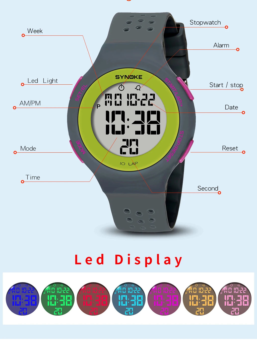 Waterproof Military Sport Watch for Men with LED Display - Smarsty