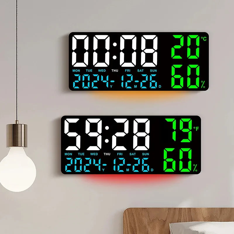 Digital Wall Clock with Remote Control and Humidity Display - Smarsty
