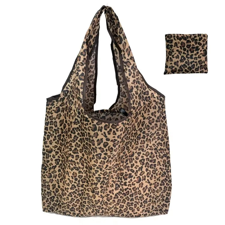 Leopard Print Large Capacity Tote Bag Foldable Washable - Smarsty