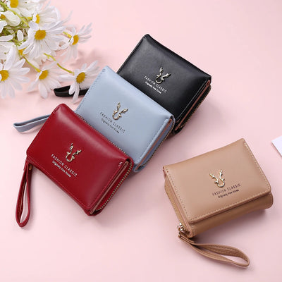 Luxury Brand Women's Small Wallet Female Card Holder Short Wallets with Coin Purse for Woman Ladies PU Leather Hasp Mini Clutch - Smarsty