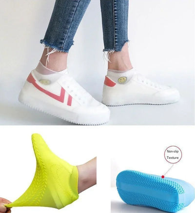 1 Pair Silicone WaterProof Shoe Covers Lip-resistant Rubber Rain Boot Rain Gear Overshoes Accessories for Outdoor Rainy Day - Smarsty