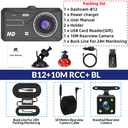 1080P Dash Cam With Night Vision Front And Rear Recording - Smarsty